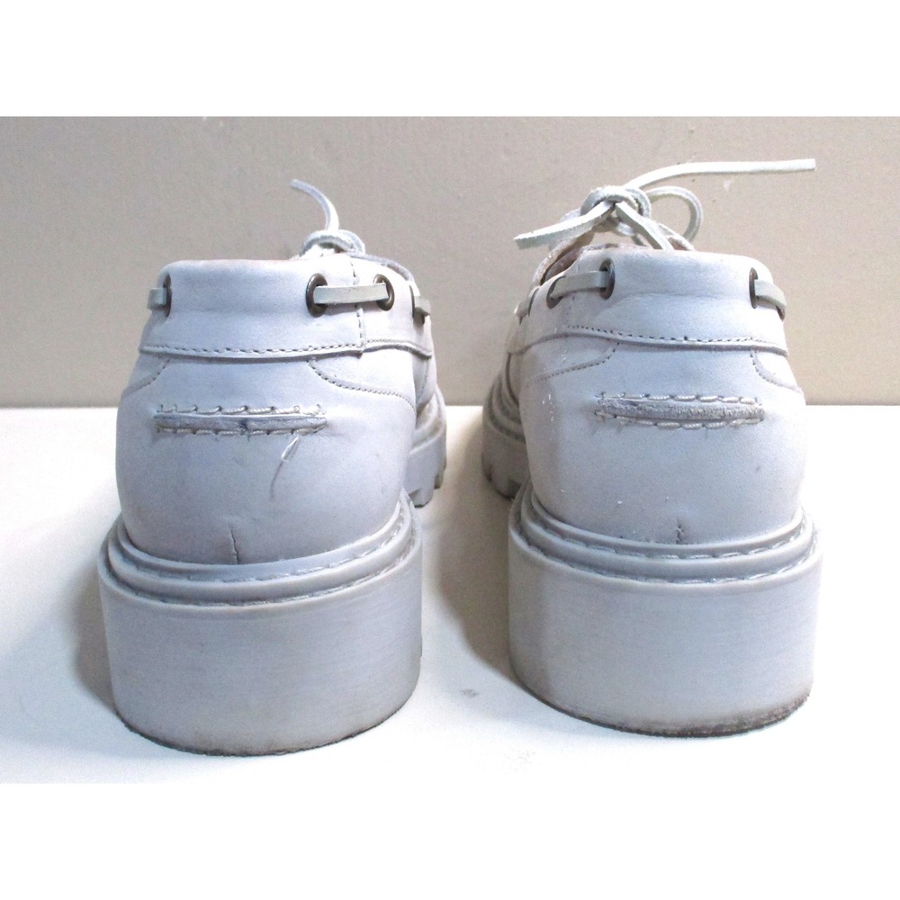 Boden Off-White Leather Chunky Lug Sole Boat Shoes Platform Moc Toe A1153 Sz 8 - Picture 4 of 9
